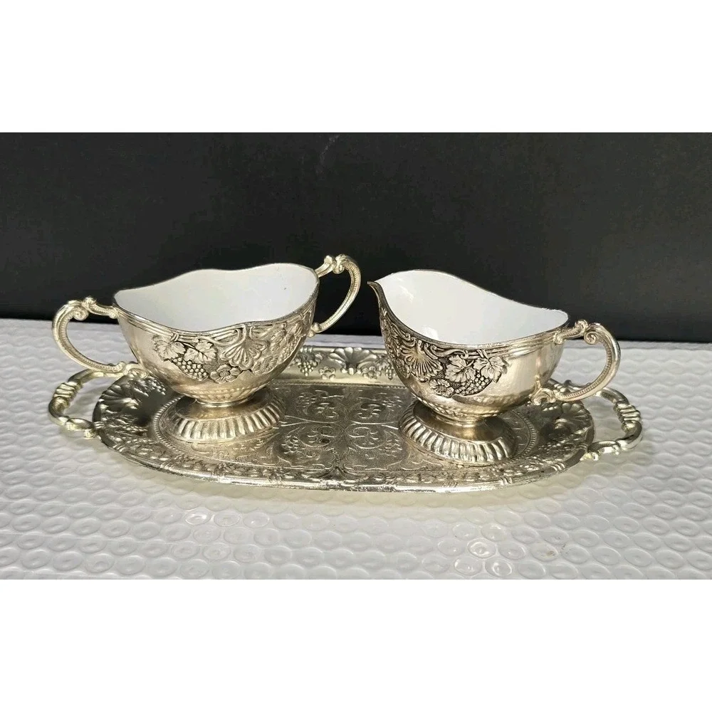 Vtg MCM Sugar Creamer Set With Tray Japan 50s 60s